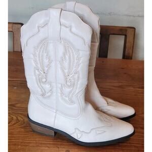 CATO WOMENS WHITE COWBOY BOOTS WESTERN FESTIVAL COSTUME CONCERT RODEO SIZE 11